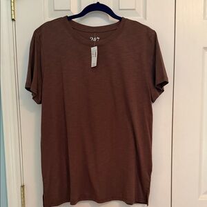 Maurices Mocha Brown Short Sleeve 24/7 Crewneck Tee NWT L